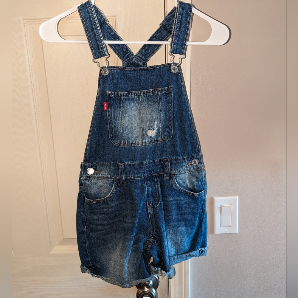 Girls Levi's jean overalls shorts, size 10
